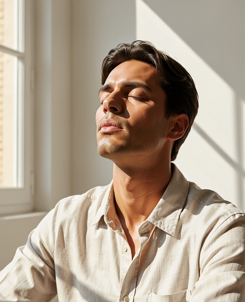 Breathing practice in a tranquil setting